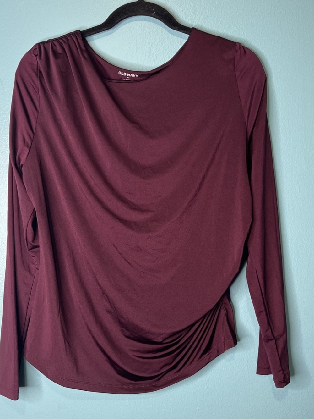 Old Navy Women's Long-Sleeve Draped Maroon Top
